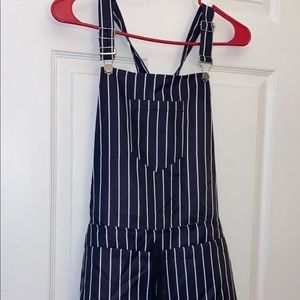 Striped black and white overalls